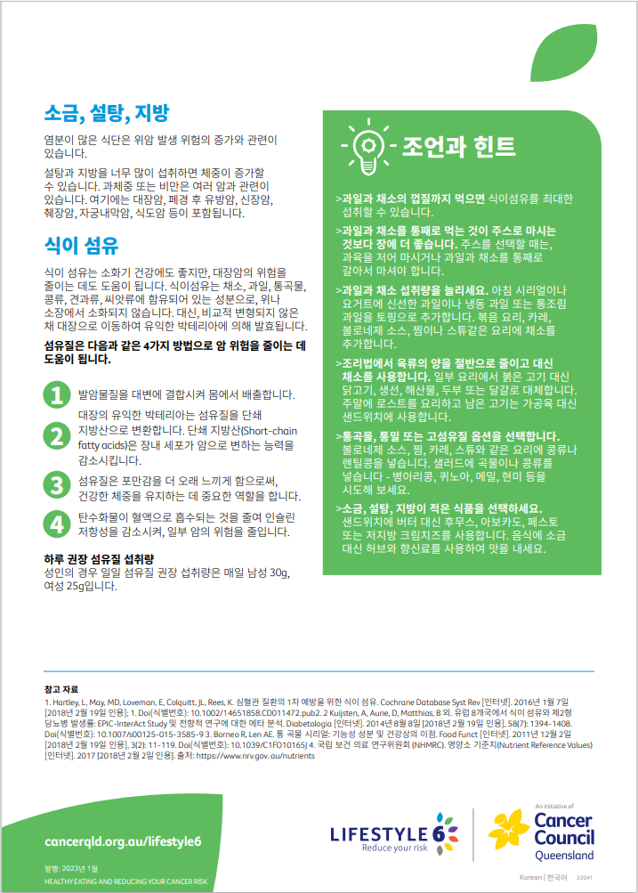 Lifestyle 6 Healthy Eating and Reducing Cancer Risk (Korean) (Digital ...