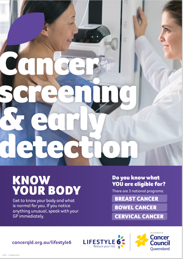 Cancer screening and early detection poster cancer council