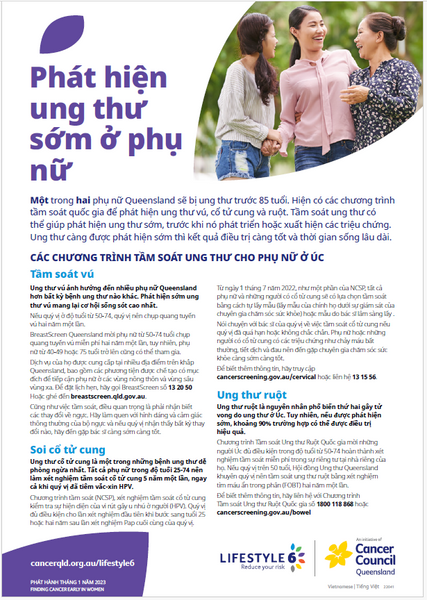 Lifestyle 6 Finding cancer early in women (Vietnamese) PDF Download