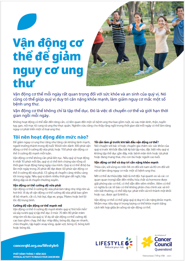 Lifestyle 6 Physical activity to reduce your cancer risk (Vietnamese ...