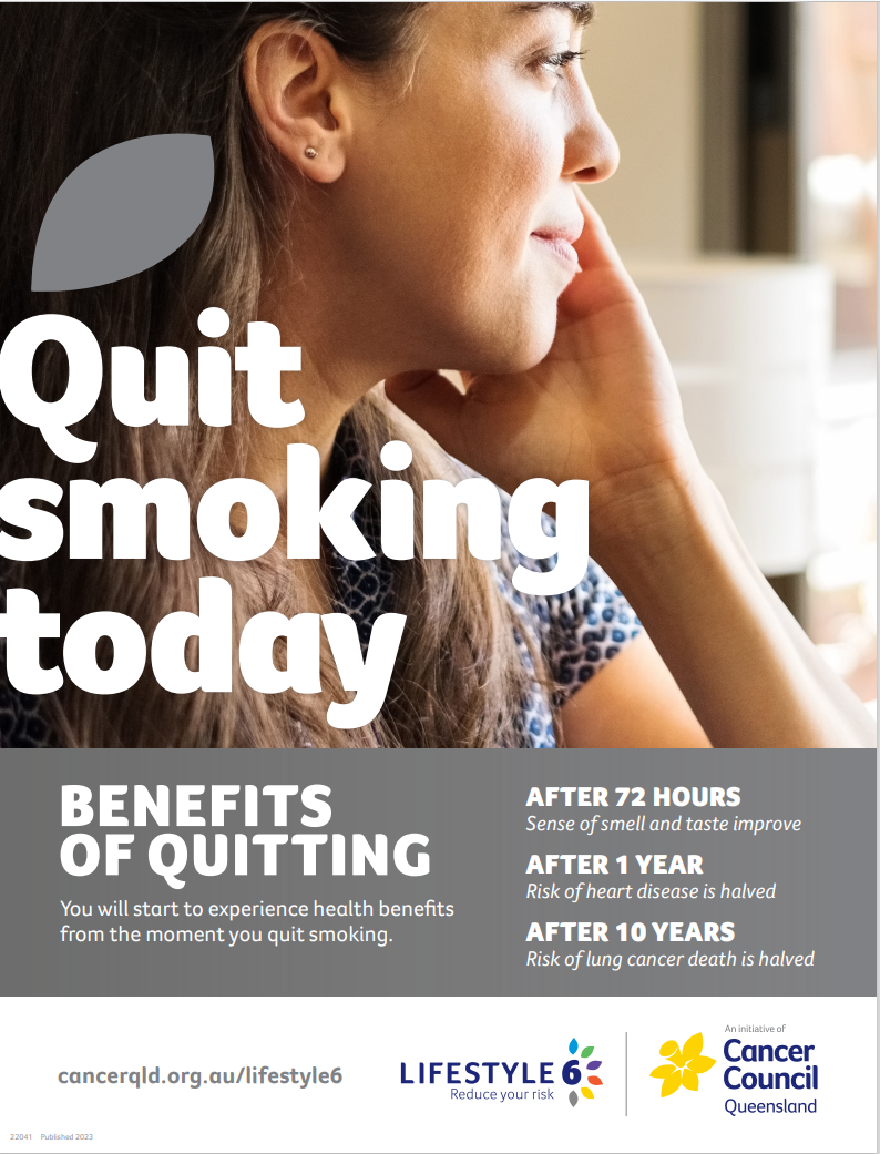 Quit Smoking Today - poster (PDF Download) – Cancer Council Queensland ...