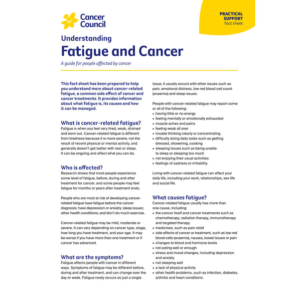 Understanding Fatigue and Cancer (PDF download)