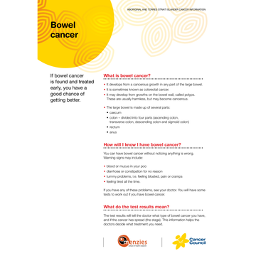 Bowel Cancer (PDF Download) – Cancer Council Queensland Resources