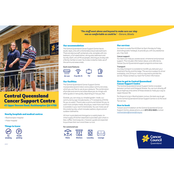 Central Qld Support Centre Lodge Factsheet (PDF Download)