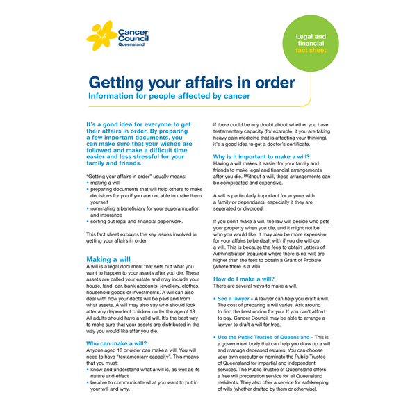 Getting Your Affairs in Order (PDF Download)