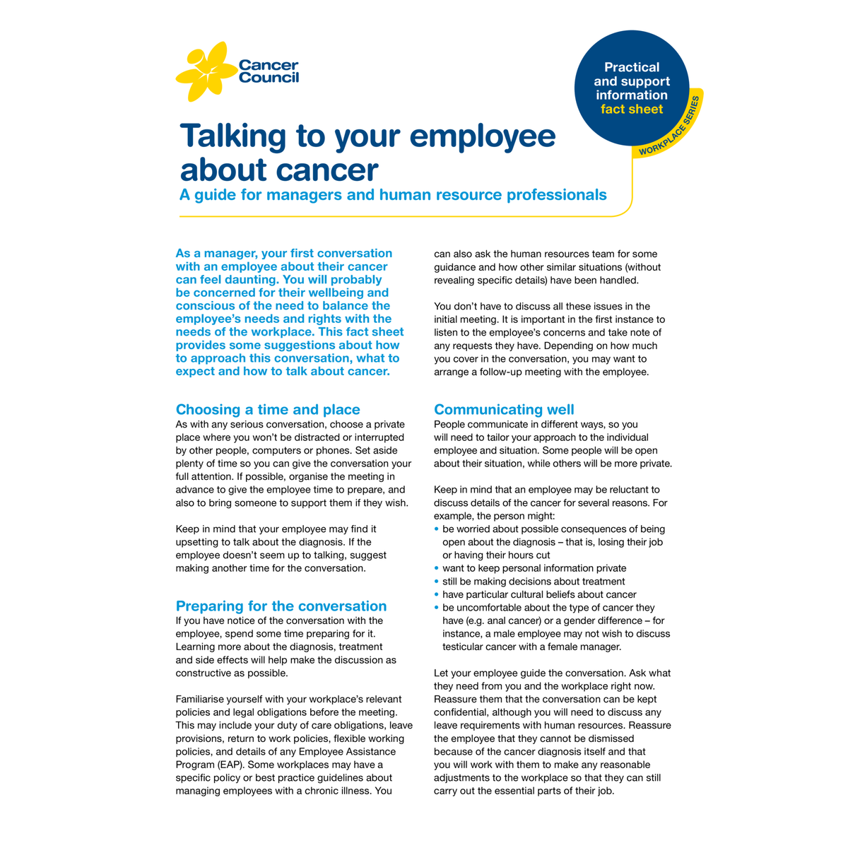 HR: Talking to Your Employee About Cancer (Digital PDF) – Cancer ...