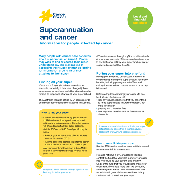Superannuation and Cancer (PDF Download)