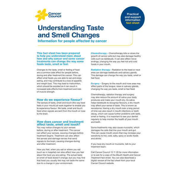 Understanding Taste and Smell Changes (PDF Download)